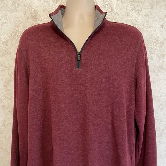 Eddie Bauer Mens Collared 1/4 Front Zip Long Sleeve Maroon Thermal Size Large - Picture 3 of 13
